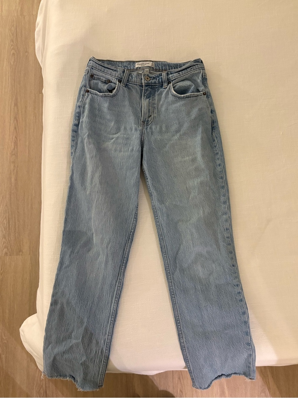 Abercrombie & Fitch Washed Light Blue Straight-Leg Jeans